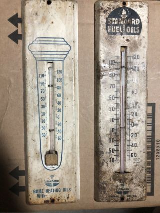 Vintage Standard Fuel Oils Gas Station Thermometers Sign