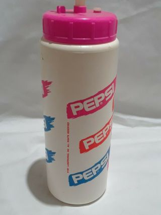 Rare Vintage Pepsi Plastic Sports Water Bottle w/ Lid & Straw Pink Orange Blue 3