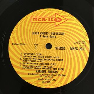 JESUS CHRIST SUPERSTAR Rock Opera STAR SLEEVE MCA UK 1st VINYL 2LP MAPS 2011/1 3