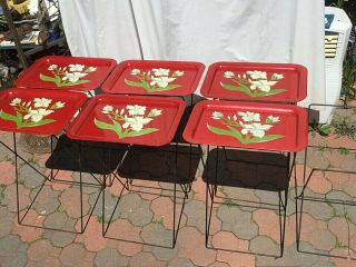 Vintage Six Lucy Desi Tv Food Trays 1950’s Wrought Iron