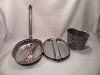 Wwii Us Army / Usmc Mess Kit Complete W/ Utensils Knife,  Spoon & Fork 1/2 Cup