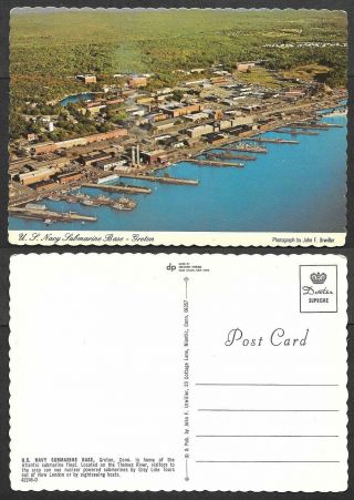 Old Connecticut Postcard - Groton - U.  S.  Navy Submarine Base - Arial View