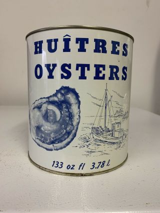 1 Gallon Huitres Oysters Tin Can Madison Seafood Co.  Madison Md With Lid