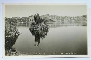 Old Rppc Real Photo Postcard Phantom Ship,  Crater Lake,  Oregon