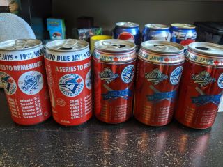 Toronto Blue Jays World Series Coke Cans And Canadian Hockey Pepsi Cans