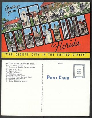 Old Florida Postcard - St.  Augustine - Large Letter Multiview