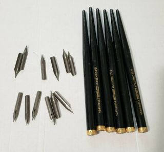 6 Vintage Eagle Pencils Co Academic 1041 Lead Holder/dip Ink Pen 12 Ink Tips