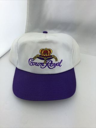 Vintage Crown Royal Whisky Snapback Hat Cap White Purple Bill