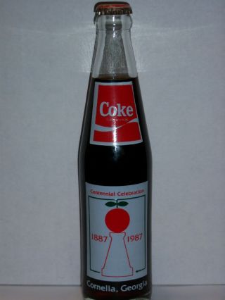 10 Oz Coca Cola Commemorative Bottle - 1987 Cornelia Georgia Centennial