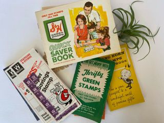 Stack Of Vintage S&h Green Stamps Quick Saver Books - Crafting Material,  Ads