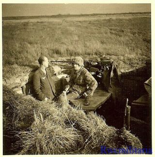 Best Luftwaffe Field Division Troops In Camo Dug In W/ 2cm Flak Gun; Russia