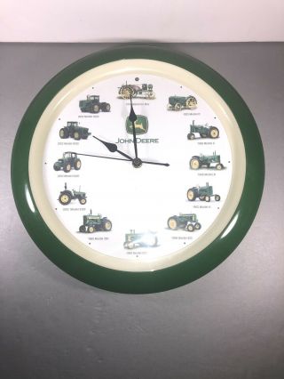 Authentic John Deere Tractor Wall Clock With Sounds 8 "