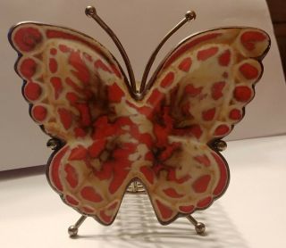 Mid Century Treasure Craft Ashtray Butterfly Spring Coil Letter Holder Usa