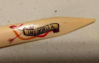 Vtg Lake Okoboji Iowa Hand Painted Carved Native American Indian Letter Opener 2