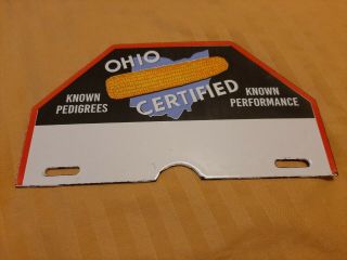 Ohio Certified Seed Corn Porcelain License Plate Topper Sign Farm Feed Barn