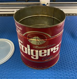 Vintage Folgers Coffee Can Tin Aroma Roasted 39 Oz Big Lebowski Automatic Drip