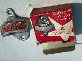 Starr " X " Coca Cola Bottle Opener Wall Mount Usa Silver Red Stationary