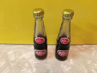 Vintage Miniature Glass Dr.  Pepper Bottles With Caps