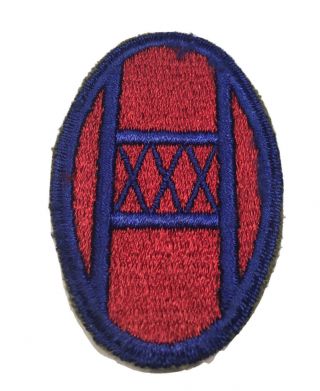 Wwii U.  S.  Army 30th Infantry Division White Back Cut Edge Patch
