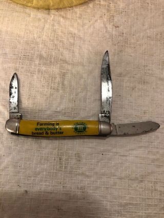 Vintage Farm Credit Services Advertising Folding 3 Blade Pocket Knife Imperial