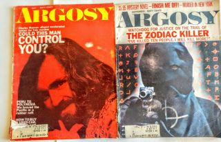 Argosy Magazines May & Sept.  1970 Charles Manson And The Zodiac Killer