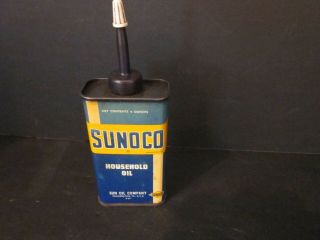 Old Vintage Sunoco Household Oil Tin Can Gas Station