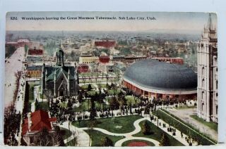 Utah Ut Salt Lake City Great Mormon Tabernacle Worshippers Postcard Old Vintage