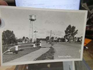 Vintage Old Postcard Michigan Grayling Water Tower Gulf Service Station Photo