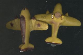 Pair Molded Plaster Of Paris Figural Airplanes,  U.  S.  A.  A.  F.  Salt & Pepper Set