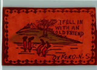 C39 - 5503,  Fell In With An Old Friend,  1900s Leather Postcard.