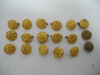 Set Of 16 Vintage Wwii Us Army 16mm Dress Uniform Buttons,  Waterbury