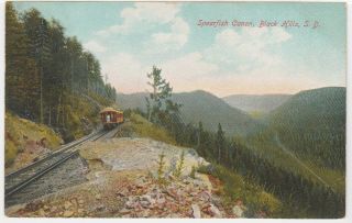 Black Hills,  Sd Spearfish Canon Train Tracks,  Vintage Postcard Old Scene