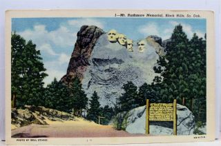 South Dakota Sd Black Hills Mt Rushmore Memorial Postcard Old Vintage Card View