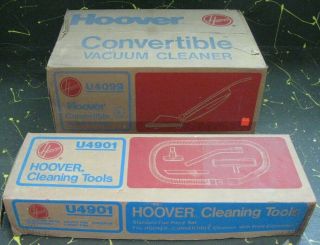 Vintage Hoover Convertible Upright Vacuum Cleaner W/ Tools In Boxes Nos