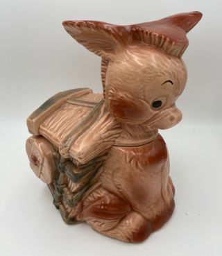 Vintage Brush Pottery Donkey With Cart Cookie Jar -