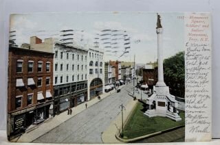 York Ny Troy Soldiers Sailors Monument Square Postcard Old Vintage Card View