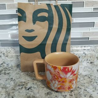 Starbucks Mug 14 Oz Coffee Tea Stackable Pink Cactus Flower Ceramic