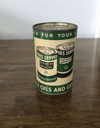 Vintage Cities Service Oil Can Style Coin Bank