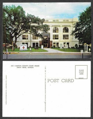 Old Kansas Postcard - Great Bend - Barton County Court House