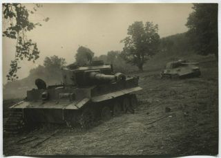 Russian Wwii Press Photo: Destroyed German Tiger & Panther Tanks On Battlefield