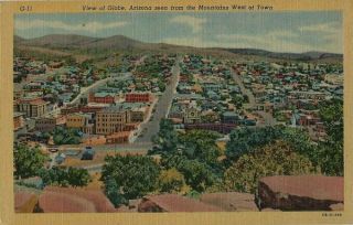 Old Postcard - View Of Globe Az From The Mountains