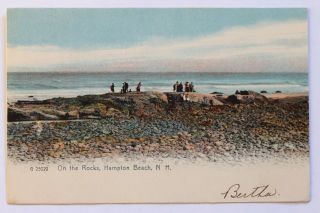 Old Rotograph Udb Postcard On The Rocks,  Hampton Beach,  N.  H.