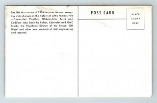 Postcard General Motors Motorama 1954 Show Dates Advertising Card Old Cars 2