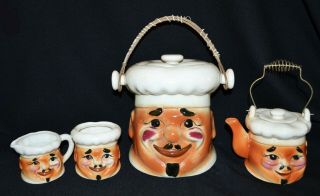 Chef Cookie Jar & Teapot Set Vintage Japan 70 