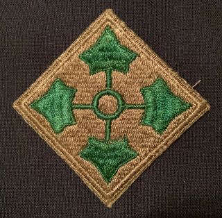 Ww2 U.  S.  4th Infantry Division Patch,  Looks,  White Back,  Cotton