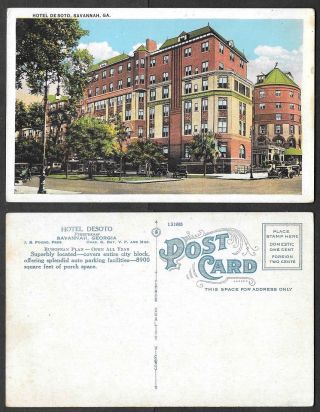 Old Georgia Postcard - Savannah - Hotel De Soto