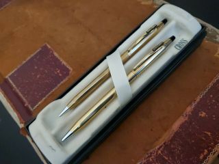 Vintage Cross 10k Gold Filled Pen & Pencil - Edward Jones In Case -