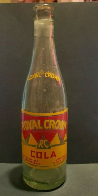 Vintage Royal Crown " Rc " Cola Bottle Pop Duraglass/ Nashville Tenn.