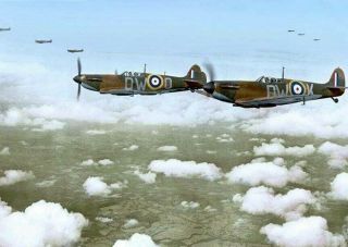 Raf Spitfires From 610 Squadron Biggin Hill - Battle Of Britain Colorozed Ww2 5x7