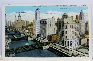 Illinois Il Chicago River Wacker Drive East Postcard Old Vintage Card View Post